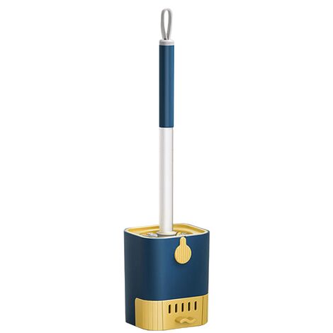 Scopino WC 3 In 1 In Silicone - Con Portascopino, Raschietto E Supporto A Parete, Nero, Igienico - Foto 3