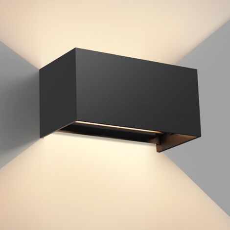 LED Wandleuchte 24W, 3000K Außenlampe Außenleuchte Warmweiß, IP65 Innen/Aussen Aluminium Wandlampe, Außenwandleuchte Mit Einstellbar Abstrahlwinkel, Schwarz
