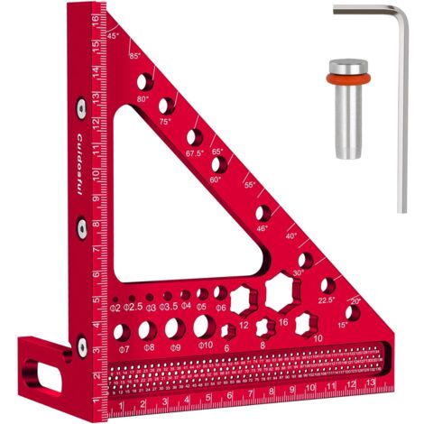 3D-Gehrungswinkel,Präzisions Messwerkzeug für Holzbearbeitung, Multifunktionaler Winkelmesser, 15-90 Grad, Aluminiumlegierung, Holzbearbeitungslineal für Tischler & Ingenieure