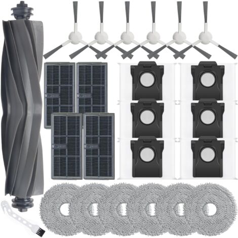 24 Stück Zubehör für Dreame L10s Ultra Gen 2/L10s Pro Ultra Heat/X30 Ultra/Mova E30 Ultra Saugroboter,Bestehend Aus 1 Hauptbürste,6 Wischtüchern,4 HEPA Filtern,6 Seitenbürsten,6 Staubbeutel (1/5)