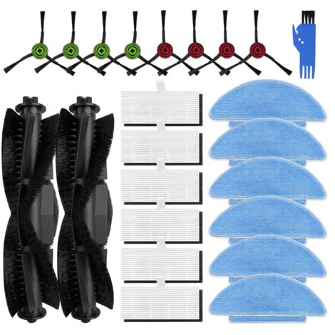 Ersatzteile Kompatibel für Lubluelu SL60D, für Tikom L9000, für HONITURE Q6 SE, für Laresar L6 Nex, für Medion X20 SW+ Zubehör, 2 Hauptbürsten, 8 Seitenbürsten, 6 HEPA-Filter, 6 Mopptücher (1/5)