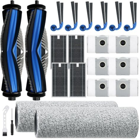 21 Stück Zubehör für Ecovacs Deebot X9 Pro Omni/X11 Pro Omni Staubsauger,2 Hauptbürste,2 Mopp Reinigungswalze,4 Hocheffiziente Filter,6 Seitenbürsten und 6 Aktivkohle-Staubbeutel (1/5)