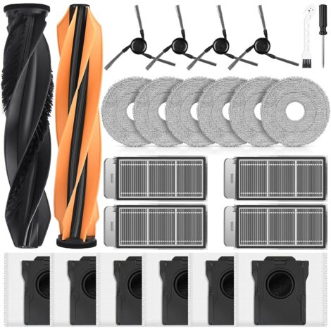 24 Stück Zubehör für Dreame X50 Ultra Complete / L50 Pro Ultra / X50 Master / L40s Pro Ultra / Matrix10 Ultra Saugroboter, 6 Staubbeutel 6 Wischtücher 4 Filter 4 Seitenbürste 2 Hauptbürste