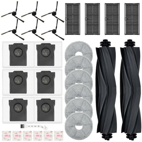 31 Stück Zubehörset für Mova E40 Ultra Saugroboter, 2 Hauptbürsten, 4 Filter, 6 Wischpads, 6 Seitenbürsten, 6 Staubbeutel, 6 Flach-Duftsteine, 1 Reinigungsbürste (1/5)