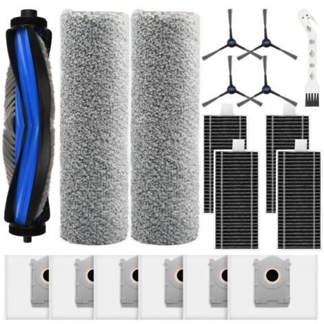 18 Stück Zubehör Set für Ecovacs Deebot X8 Pro Omni / X8 Omni Saugroboter, Ersatzteile mit 1 Hauptbürste, 2 Wischwalze, 6 Staubbeutel, 4 Filter, 4 Seitenbürsten, 1 Reinigungsbürste (1/5)