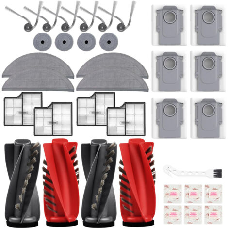 36 Pack Zubehörset für Roborock Saros 10 Saugroboter, 4 Hauptbürsten, 4 Filter, 4 Halbmond Wischpads, 4 Runde Wischpads, 6 Seitenbürsten, 6 Staubbeutel, 1 Reinigungsbürste, 1 Schraub (1/5)