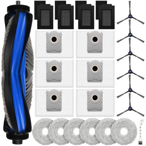 24 Stück Zubehör für Ecovacs Deebot T50 MAX PRO Omni/MAX PRO Omni Gen2 Saugroboter, Ersatzteile mit 1 Hauptbürste, 6 Staubbeutel, 6 Wischtücher, 4 Filter, 6 Seitenbürsten, 1 Reinigungsbürste (1/5)