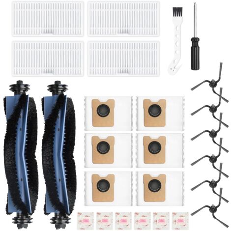 26 Pack Zubehörset für Eufy C10 Saugroboter - Enthält: 2 Hauptbürsten, 4 Filter, 6 Seitenbürsten, 6 Staubbeutel, 6 Flach-Duftstein, 1 Reinigungsbürste (1/5)