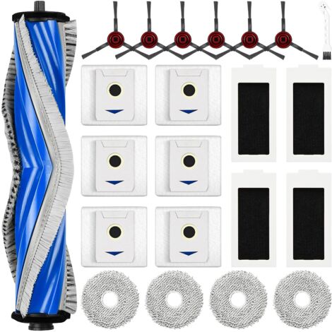 22 Stück Zubehör für Ecovacs Deebot T30 Omni / T30 Pro Omni Saugroboter, 1 Hauptbürste 6 Staubbeutel 4 Wischtücher 4 Filter 6 Seitenbürsten 1 Reinigungsbürste (1/5)
