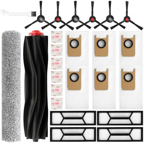 25 Stück Zubehörset für Eufy S1 Pro/Omni S1 Pro Saugroboter, 1 Hauptbürste, 1 Roller Wischtuchrolle, 4 Filter, 6 Staubbeutel, 6 Seitenbürsten, 6 Flach-Duftstein, 1 Reinigungsbürste (1/5)