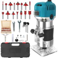 Holzfräse Oberfräse Electric - Fräsmaschine Hand Holz mit Koffer - 12 Set Zubehör 800 W 330000 R/min 6,35 mm - Wood Router Kantenfräse Handpalmenfräser für die Holzbearbeitung