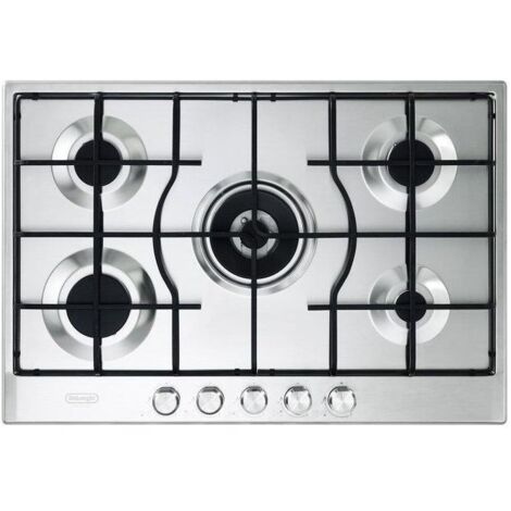 De Longhi SLF 575 LX Slim-Lite Line Table de cuisson à gaz 5 brûleurs Brûleur triple couronne 75 cm Acier inoxydable (1/2)