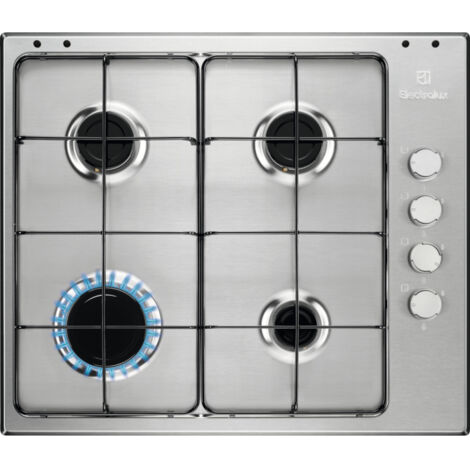 Table de cuisson à gaz encastrable Electrolux EGS6404SX 4 brûleurs en acier inoxydable (1/2)