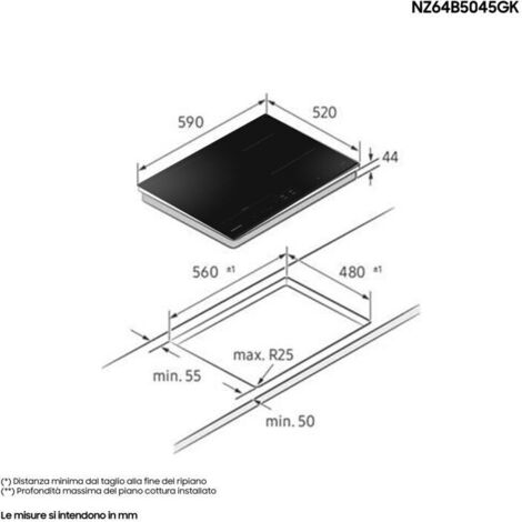 Table de cuisson à induction encastrable Samsung NZ64B5045GK 60 cm 4 feux Noir