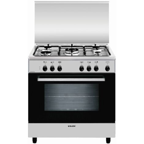 Glem Gas A855EI four et cuisinière Electrique Gaz Noir, Acier inoxydable