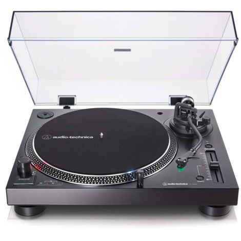 Platine vinyle Audio-Technica AT-LP120X – Entraînement direct manuel – Bras en J – Couleur noire – 3W – Compatible Windows et Mac – Caliber Audio Technology