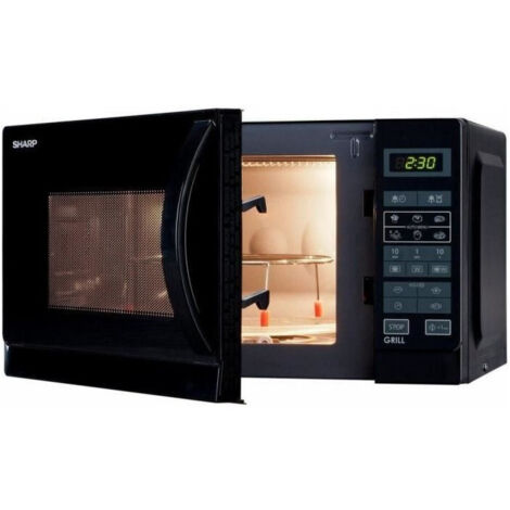 Sharp – Micro-ondes à poser 25 litres 900 W – Grill 1000 W pour cuisson rapide – Design noir élégant – Plateau tournant 315 mm - 742BKW