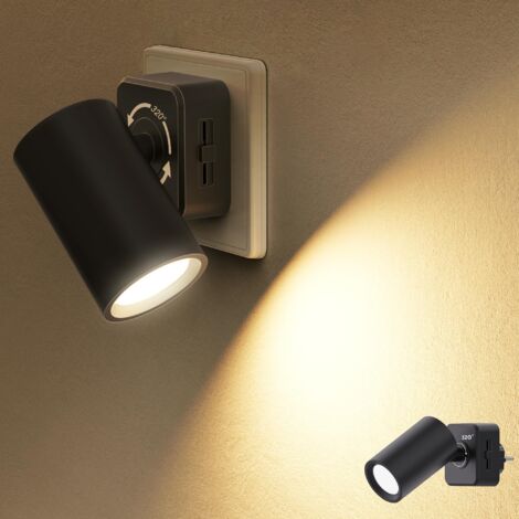 Night Light Plug-in Dusk to Dawn Sliding Dimmer Rotatable Black
