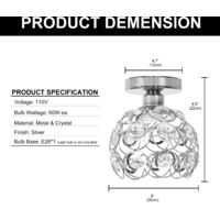 Ceiling Light Crystal Ball Modern Luxury Chrome Single E27