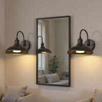 Wall Lamp with Remote Control Open Ball Glass Shade Matte Black 2 Pack with Charging Bulb