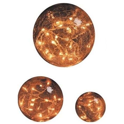 Déco 3 boules en verre brun illuminées (1/4)