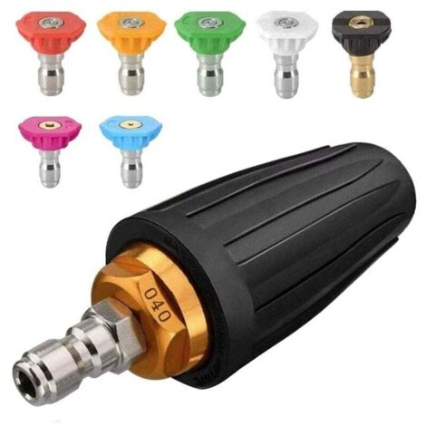 Ugello turbo per idropulitrice, ugello rotante con 7 punte, attacco rapido da 1/4", 4000 Psi, nero, (406689), kit getto per idropulitrice, ugello rotante ad alta pressione
