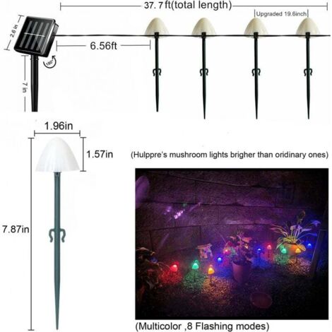 30 Luci Solari Da Esterno A Forma Di Fungo - 6,5 Metri Con 8 Modalità E Colori Variabili - Impermeabili Per Giardino, Prato E Decorazioni