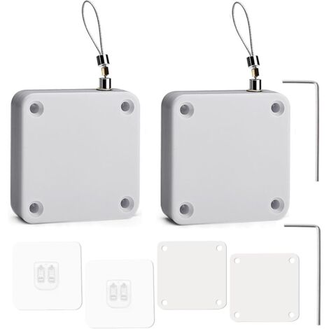 Cierrapuertas automático, paquete de 2, cierrapuertas automático con sensor sin orificios, cierrapuertas automático con sensores y cordón, sin perforaciones para dormitorio, color blanco (1/5)