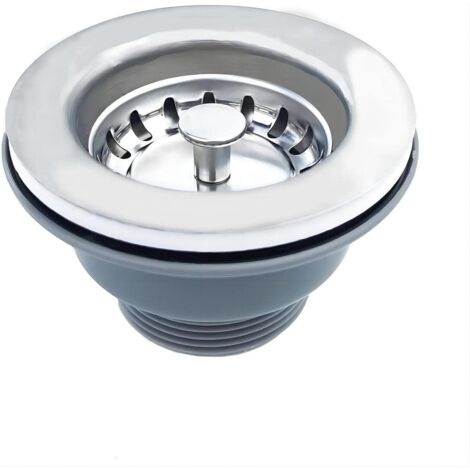 Desagüe para fregadero sin rebosadero, cesta de acero inoxidable, ø 85 mm (1½"). Acero inoxidable + PVC, desagüe + cesta.