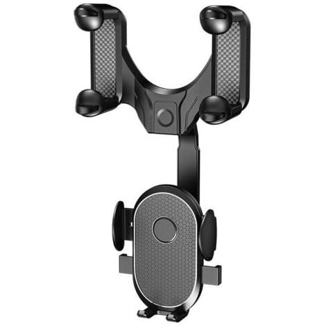 Soporte para teléfono móvil para coche con espejo retrovisor, soporte para teléfono móvil de coche, soporte giratorio multifuncional retráctil y flexible de 360° para teléfono móvil de coche (1/5)