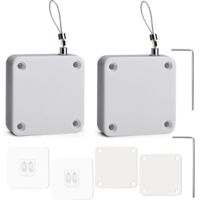 Cierrapuertas automático, paquete de 2, cierrapuertas automático con sensor sin orificios, cierrapuertas automático con sensores y cordón, sin perforaciones para dormitorio, color blanco