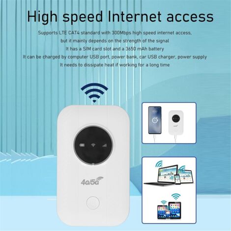 Routeur Modem LTE 4G/5G Portable Joselin - Hotspot 300 Mbps, Batterie 2100 MAh, 10 Appareils