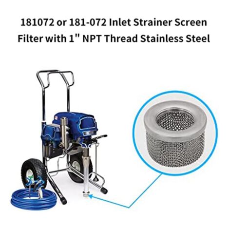 181073 Filtro de pantalla de filtro de entrada de bomba, compatible con pulverizador de pintura sin aire Graco modelos 455, 495, Ultra 500, Ultra Max 695, rosca NPT de 1/2 pulgada