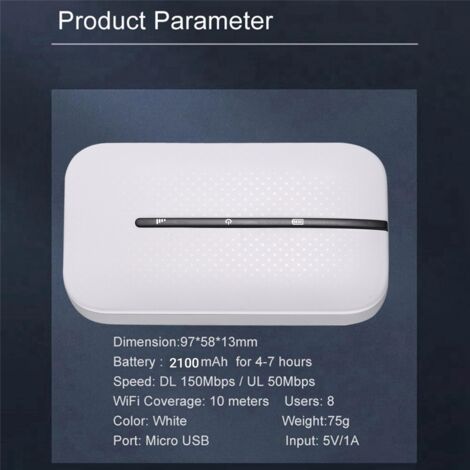 Router WiFi 4G Portatile Con Batteria 2100 MAh - Velocità Download 150 Mbps - Condividi Internet Con 10 Dispositivi - Modem USB Per SIM Europa/Asia