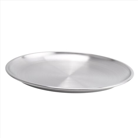 Bandeja Redonda De Acero Inoxidable 28 Cm | Plato Para Frutas, Pasteles O Servir Comida | No Magnético Y Fácil De Limpiar
