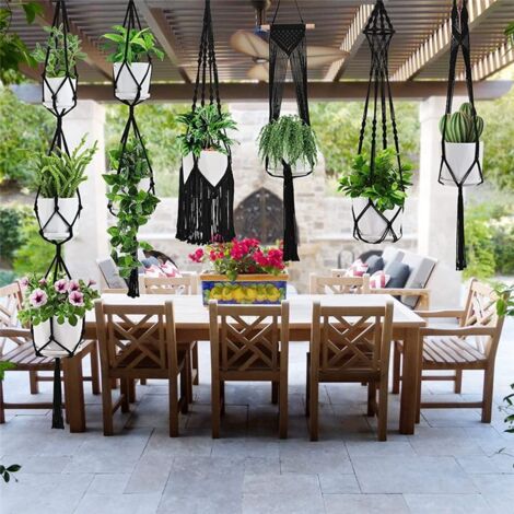 HEIYUET Juego de 3 macetas Colgantes de Metal, macetas Colgantes para balcón, macetas Colgantes con Ganchos para Exterior e Interior, balcón, decoración de jardín, Valla