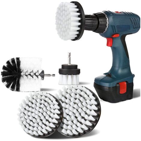 4-Pack Drill Brush Cleaning Kit – Soft Nylon Bristles, Quick Change Shafts, Cordless