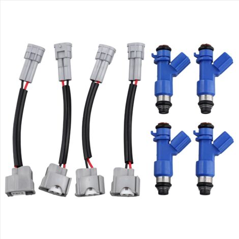 PEIVSO 410cc Fuel Injectors Set Of 4 With Adapters - 16450-RWC-A01 For Honda/Acura