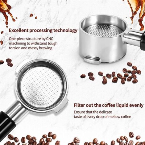 Portafiltro Fondo 51 Mm Con Manico In Legno Per Macchine Delonghi Dedica EC680/685 - Set Con Cestelli Singolo E Doppio