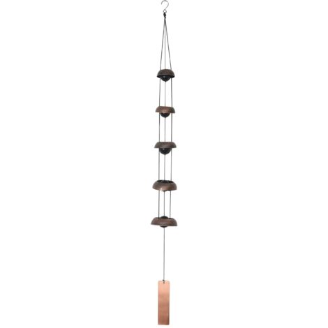 Campanas De Viento Feng Shui 2 Unidades Con 5 Monedas Del Emperador, Metal Dorado, Para Exterior E Interior