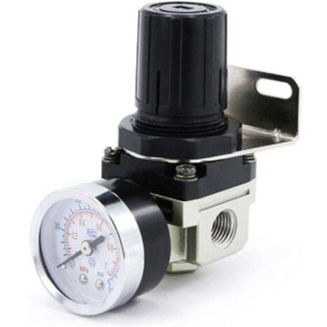 GABRIELLE Luftdruckregler, AR2000-02 G1/4 luftbetriebener Kompressor mit Manometer, 1/4 Ventil, Aluminiumlegierung, verstellbarer Luftdruckmesser mit Halterung