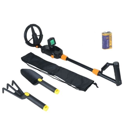 Metalldetektor für Kinder, leichter Metalldetektor mit LCD-Display und Ton, hochempfindlicher Metalldetektor mit wasserdichter Suchspule, für Kinder oder Anfänger (schwarz mit Zubehör) (1/5)