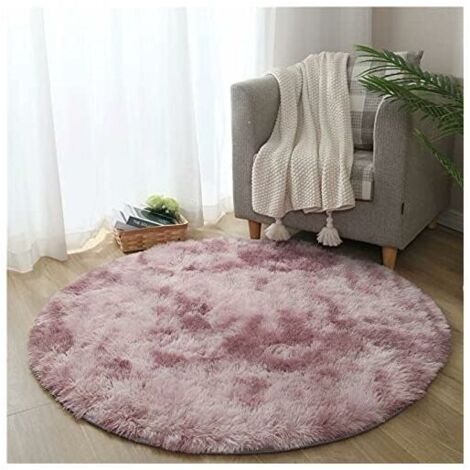 Bodenmatte, Batikmuster, runde Bodenmatte, Farbverlauf, Netzrot, der gleiche Nachttisch-Shag-Teppich, Bodenmatte, Raumdekoration, Teppich im pastoralen Stil, dekorative Teppiche für Zuhause (60 x 60 c (1/5)