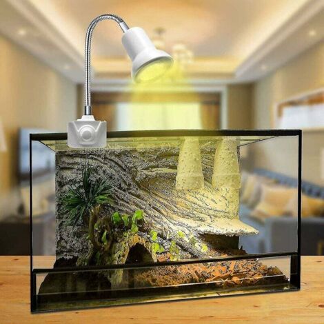 GABRIELLE Reptilien-Wärmelampenklemme mit 2 E27-Glühbirnen, Vollspektrum-Uva+UVB-25-W-Sockel, 360-Grad-Schwenkklemme, Aquariumlampe für Amphibien, Schildkröten, Eidechsen, C
