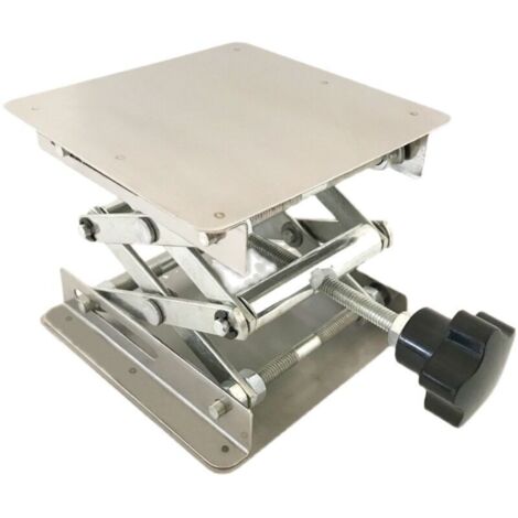 GABRIELLE Laborhubtisch, Laborplattform-Hubtisch aus Edelstahl, 100 x 100 mm, Hubhöhe ausziehbar von 45 bis 150 mm, Stützgewicht 5 kg (1/5)