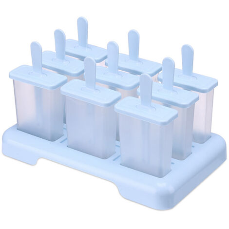 9 Stück Eisformen, wiederverwendbare Eisformen am Stiel, Eisformen am Stiel, Eisstiele, für Eis am Stiel, Lebensmittelsorbets, Eiscreme (blau) (1/5)