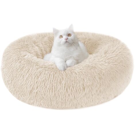 Weiches, rundes Hunde- und Katzenbett – beruhigendes Anti-Stress-Plüschkissen für Katzen und Hunde, bequemes waschbares Donut-Bett für Katzen, kleine mittelgroße Hunde (geeignet für Katzen unter 1,8 k (1/5)