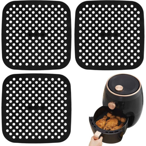 3-teilige Silikon-Luftfritteusenmatten, 8,5 Zoll Silikon-Luftfritteusenmatten, wiederverwendbare Silikon-Luftfritteuseneinlage zum Kochen (1/5)