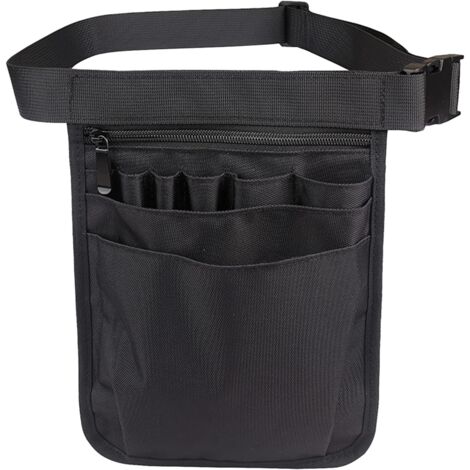Multifunktionale Werkzeugtasche, Gürteltasche, Werkzeugtasche, Werkzeughalter, Zubehör-Aufbewahrungstasche, Schwarz mit verstellbarem Gürtel für Krankenschwestern, Gärtner