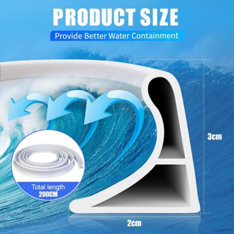 Bodengleiche Dusche Bad Wasserbarriere Silikonstreifen Duschwanddichtung, Flexibler Silikon-duschkabinen Dichtungen, Bad Wassersperre Für Nass- Und Trockentrennung(Weiß,150cm Dusche Wasserstopper